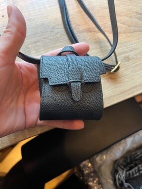 Senreve Mini Leather Crossbody Pouch in Black